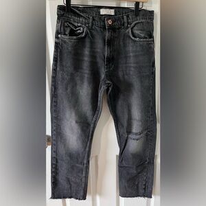 Free people we the free black destructed jeans. Sz 30